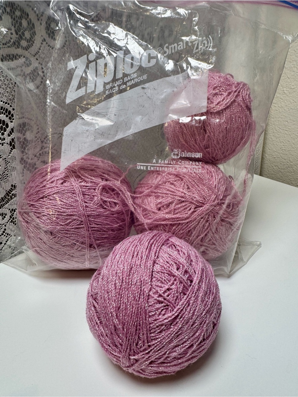 Vintage Omega Metallic Knitting Yarn in Antique Rose #256, Lot of 4 Balls